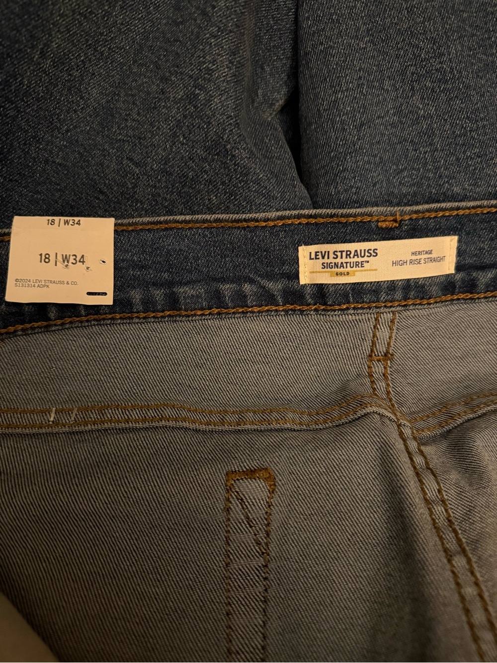 Levi Strauss Women’s Size 18 Waist 34 Inches High Rise Straight Leg Blue Jeans